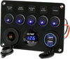 YJ-SPA94 5 Gang 12V/24V Switch Panel, Dual USB 4.2A Charger Port, Digital Voltmeter, Cigarette Lighter Socket